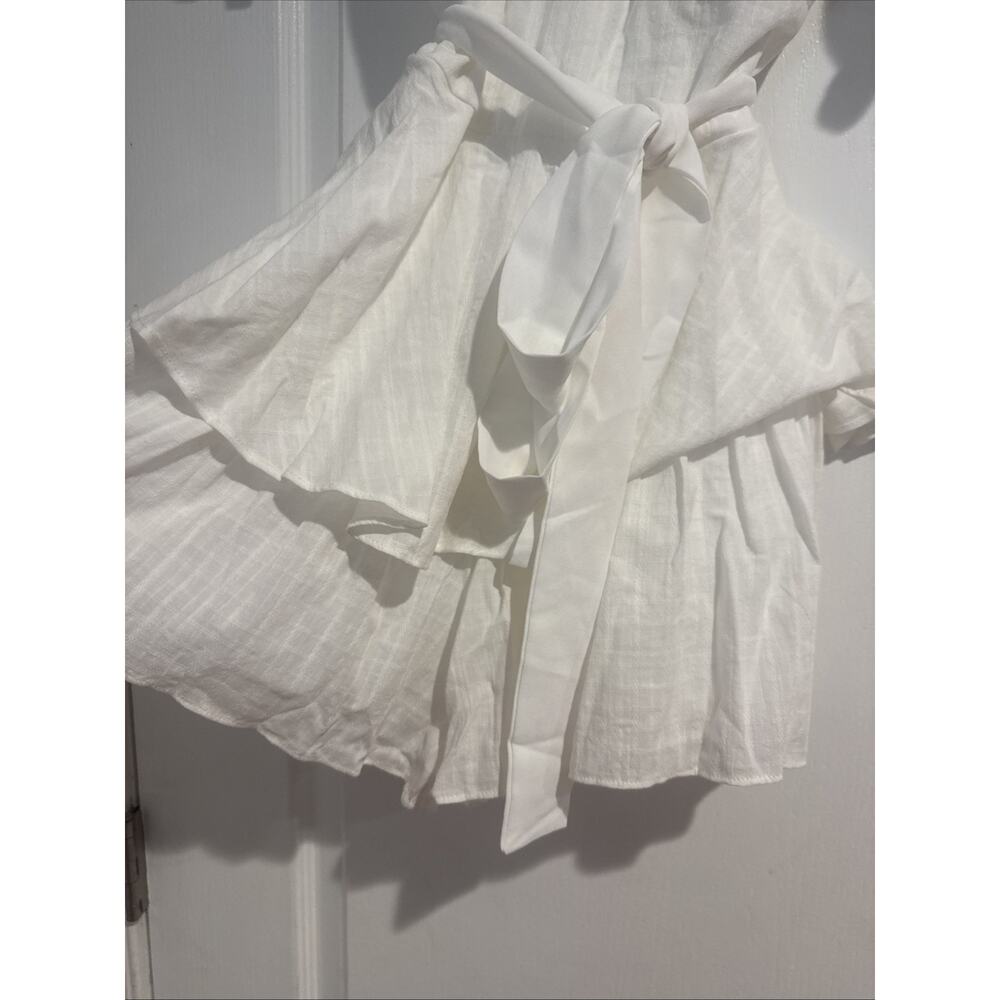 City Vibe White Ivory Romper Dress With Ruffles Size 3 Cottagecore Indie Boho - Picture 4 of 14